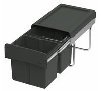 Contenedores de residuos WESCO modelo CLAP 345 S/450-2, color antracita, con capacidad de 30 litros (2 x 15 litros) – aptos para armarios de 45 cm de ancho o más