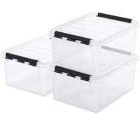 Contenedores Klare de 32 litros, apilables, libres de BPA, con dimensiones de 50x39x26 cm