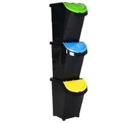 Contenedores para residuos "The Living Store" con tapa, 3 unidades, apilables, color , material PP, capacidad de 120 litros