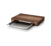Continenta Tabla de cortar con bandeja de madera de nogal y acero inoxidable