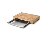 Continenta Tabla de cortar madera de caucho con 1 bandeja y cajón acero inoxidable 27x39 cm