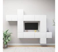 Contrachapado resistente Flotante moderno 10 piezas Blanco 30 5x30x30 cm | Set de muebles de salón TV 10 piezas blanco flotante con estantes medianos para sala de estar, armario de pared resistente