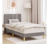 Contrachapado resistente moderno tapizado Taupe 206 x 104 x 96 cm | Estructura de cama con cabecero Topo 100 x 200 cm Tela Suave, Marco de Madera Resistente con Patas Torneadas, Camas Modernas