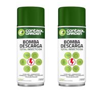 CONTROL GARDEN X2 Insecticida Descarga Total 150 ML Interior y Exterior | Repelente Anti Insectos: Chinches, Ácaros, Hormigas, Arañas | Fungicida Larvicida Ovicida Bomba de Humo para Espacios 120 m2