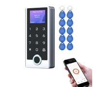 Controlador de Acceso WiFi Tuya con Huella Dactilar - Teclado Táctil Retroiluminado IP68 con Pantalla LCD, 125kHz, WG26/34, + 10 Llaveros RFID, para Viviendas, Oficinas y Alquileres de Corta Duración
