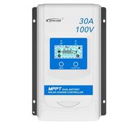 Controlador de carga MPPT para dos baterías, 30A, con detección automática de 12V/24V y carcasa IP33