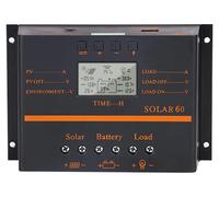 Controlador de carga PWM - 60 A. Corriente de carga: 12 V / 24 V. Voltaje del sistema: 12 V / 24 V. Con pantalla LCD