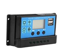 Controlador de carga solar, 60A / 50A / 40A / 30A / 20A / 10A 12V 24V Controlador de carga solar automático Controlador PWM Controlador de pantalla LCD ajustable con puerto USB dual (30A)(60A)