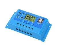 Controlador de Carga Solar, Controlador Solar Azul PWM MPPT 12V 24V para el Hogar (30A)