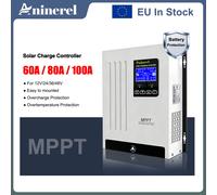 Controlador de Carga Solar MPPT Aninerel 100A 80A 60A, Regulador Inteligente de Batería Solar para Panel Solar de 12V/24V/36V/48V, Cargador de Celdas Solares, En Stock en la UE