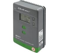 Controlador de carga solar MPPT Qoltec con sensor de temperatura, 20A | 12V/24V | Pantalla LCD | 2 puertos USB