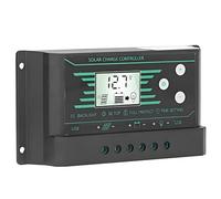 Controlador de Carga Solar PWM 30A 12V/24V con Pantalla LCD, Regulador de Panel Solar con Puerto USB Dual, Ajuste Automático y Protección Múltiple (z30)