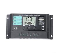 Controlador de carga solar, regulador de 12 V/24 V, pantalla LCD, control de luz, MOS antirreflujo, para el hogar, RV, barco, sistema (30 A)