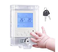 Controlador de temperatura digital: carcasa de seguridad con bloqueo, carcasa para montaje en pared, base a prueba de manipulaciones, protección resistente | Tapa protectora transparente para oficina,