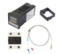 Controlador de Temperatura PID Digital con SSR 25A, Termopar Tipo K M6 1m, Pantalla LED, Rango 0-400°C, Entrada AC 110-240V, Kit Completo para Control Preciso