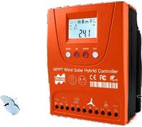 Controlador híbrido solar-eólico, conectividad Bluetooth, pantalla LCD grande, 1500WSolar 1500WWind, con Bluetooth, Auto 1224V, sistema híbrido solar-eólico externo