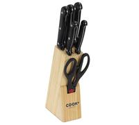COOK CONCEPT Bloque de 5 Cuchillos y Tijeras de Cocina Elegante Negro | Bloque de 5 cuchillos y tijeras, filo excepcional, diseño elegante, ligero, almacenaje organizado, 20 cm, cocina, negro