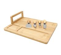 COOK CONCEPT - KA0667, Tabla de Quesos de Bambú con 4 Cuchillos, Diseño Elegante y Práctico, Ideal para Cenas y Eventos, Fácil de Limpiar, Marrón, 36x28 cm