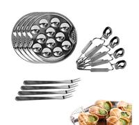 COOK CONCEPT - KU6097 Set de Degustación de Caracoles 12 Piezas - para 4 Personas - con Platos, Tenedores y Pinzas - Servicio Elegante - Dimensiones H22,5 x 3,3 x 32 cm - Color Gris