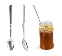 COOK CONCEPT - KU6317 - Cucharas Colgantes de Mango Largo de Acero Inoxidable para Mermelada - Se Adaptan al Borde de los Tarros - 2 Piezas - Dimensiones: 19 x 3 x 2,5 cm - Color: Gris