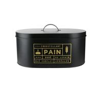 COOK CONCEPT Panera de Metal Negro Mate Ilustraciones Doradas 34,5 cm | Metal negro mate, ilustraciones doradas, gran capacidad, conservación de pan y bollería, diseño contemporáneo, 34,5 cm