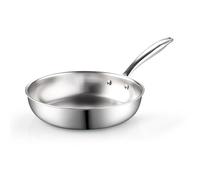 Cook N Home Sartén de acero inoxidable de 8 pulgadas, sartén de acero inoxidable 18/10 con revestimiento de tres capas, sartén de cocina, utensilios de cocina de inducción, color plateado