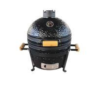 COOKFIRE - Barbacoa Kamado de Carbón Ø 40 cm - BBQ Grill Japonesa Con Termómetro y Asas de Bamboo - Portátil y Cerámica - Mini Parrilla (Negro)