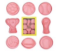 Cookie-cutters - 3D de dibujos animados deportivos estilo molde | 8 piezas | Stamped Embossed Kitchen Baking Pastry Bakeware Tool For Football Holiday Sugar Craft Party Supplies