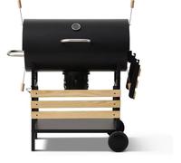 COOKINGBOX Mike, parrilla de carbón, 142 x 57 x 112 cm, color , superficie de cocción de 71 x 35 cm, con tapa y indicador de temperatura, 2 ruedas, bandeja para cenizas