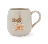Cooksmart Hen House Lane - Taza de café de gres de granja, diseño de gallina acanalada y en relieve, taza de té rústica para el hogar y la cocina, apta para lavavajillas y microondas, 400 ml