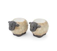Cooksmart Highland Sheep - Juego de 2 hueveras de gres de diseño británico, diseño rústico de ovejas y Naturaleza, vajilla de Desayuno Estilo Granja, Accesorio de Cocina Duradero y Decorativo