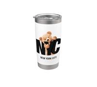 Cool Awesome New York City NYC Teddy Bear Novelty Graphic Vaso térmico de acero inoxidable de doble pared