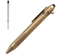 Cool Hand Bolígrafo de acción de latón de 4.9 pulgadas con punta retráctil para cualquier pantalla táctil, tinta recargable, tamaño compacto, clip de bolsillo profundo Skelton Out (latón)