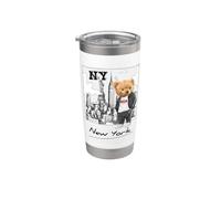 Cool New York City Teddy Bear Illustration Graphic Designs Vaso térmico de acero inoxidable de doble pared