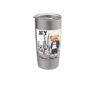 Cool New York City Teddy Bear Illustration Graphic Designs Vaso térmico de acero inoxidable de doble pared