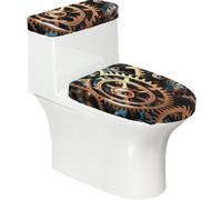 Cool Steampunk Gears - Juego de fundas para tapa de inodoro para baño | Cubierta elástica para tapa de inodoro, lavable a máquina, se adapta a tapa de asiento de inodoro alargada en forma de U