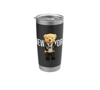 Cool Teddy Bear in New York NYC Illustration Graphic Designs Vaso térmico de acero inoxidable de doble pared