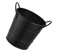 COOLHIYA Pequeño Cubo de Hojalata Negro con Doble Asa de Hierro