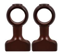 COOLHIYA Soportes para Barra de Cortina de Madera 35 CM Pack 2 Unidades, Color Café Oscuro, Montaje Versátil en Techo y Pared, para Uso en Armarios y Habitaciones