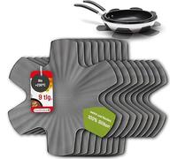 Coolinato - Juego de 9 Protectores de sartenes de Silicona, 35 cm, Color Gris - Salvamanteles universales, protección de sartenes y protección contra el apilamiento - Posavasos y protección contra el
