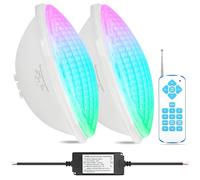 COOLWEST Proyector LED para Piscina PAR56, 36W, RGBW Multicolor, Sincronizador Externo con Control Remoto IP68, AC 12V, Regulable para Iluminación de Jardín (Paquete de 2)