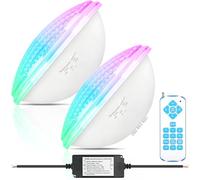 COOLWEST Proyector LED para Piscina PAR56, 54W RGB Multicolor, Sincronizador Externo con Control Remoto IP68, AC 12V, Regulable para Iluminación de Jardín (Paquete de 2)