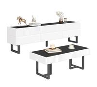 Coolywood Soporte de TV con tres cajones en diseño blanco y negro (blanco y negro, 170 x 35 x 47 x 110 x 50,5 x 41 cm)