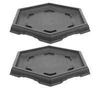 COOPHYA Platillo Hexagonal para Macetas 2 Piezas de Plástico Negro | Antidesgaste, Evita el Flujo de Agua y Tierra, Uso en Interior y Exterior, para Flowerpot y Bonsái