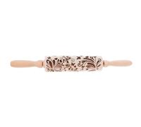 COOPHYA Rodillo de Madera de Boj Grabado Navideño, Diseño Floral, Presión Máxima y Agarre Cómodo para Amasar Masa y Hornear en Temporada de Navidad