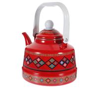 COOPHYA Tetera de Esmalte Vintage de 1.7l Diseño Fácil de Limpiar y Base Plana, Hervidor de Agua Rojo para Estufa en Cocina