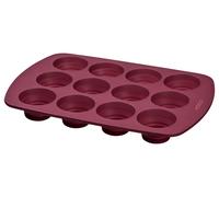 COOX® Molde de silicona para magdalenas con 12 pocillos plegables (rojo)