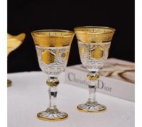 Copa de Cristal para Vino Tinto, Copa de Cerveza de Cristal con Diseño Dorado, Taza de Café, Juego de Copas de Vino A 2PCS
