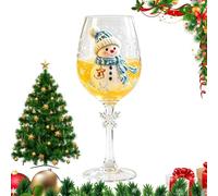 Copa de vino navideña - Copa con tallo pintado | Vidrio resistente al calor | Diseños de Papá Noel, muñeco de nieve y árboles, impresos en 2D, 6 estilos, 6x6x18,3 cm, 210 g, para mesa de comedor,