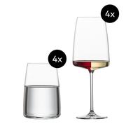 copa de vino VIVID SENSES 535 ml, con vasos de agua, juego de 8 piezas, Zwiesel Glas